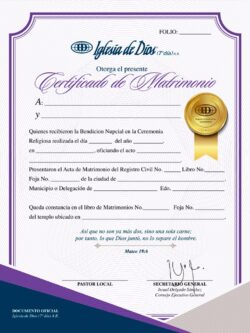 Certificado de matrimonio