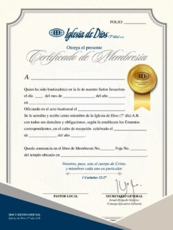 Certificado de membresía